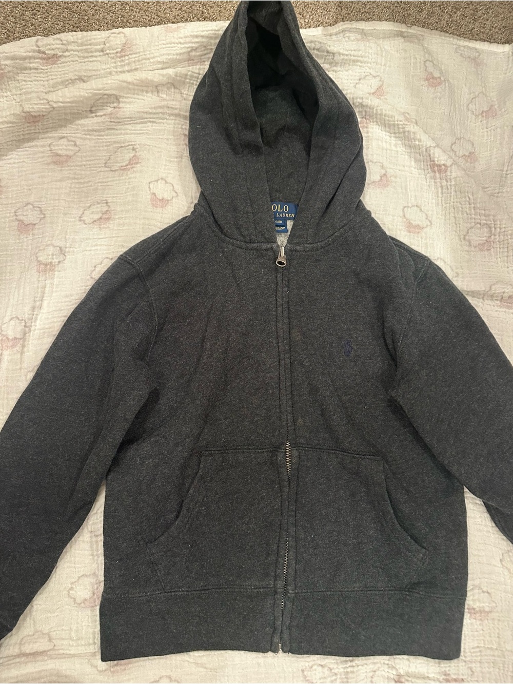 Polo by Ralph Lauren Kids Charcoal Zip Hoodie Size 8